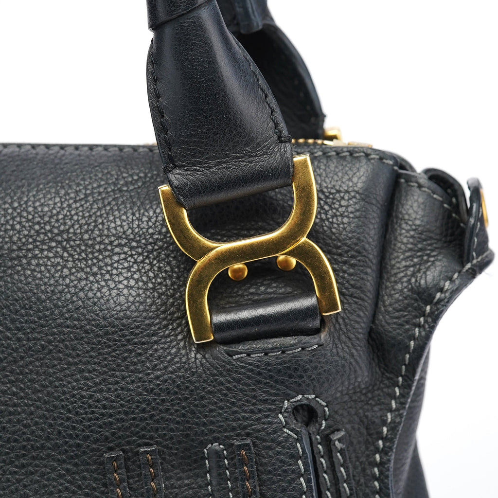 Black Leather Marcie 2-Way Bag