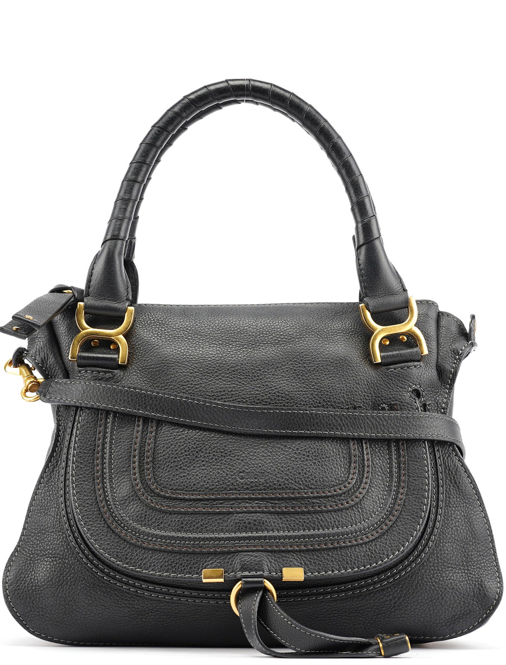 Black Leather Marcie 2-Way Bag