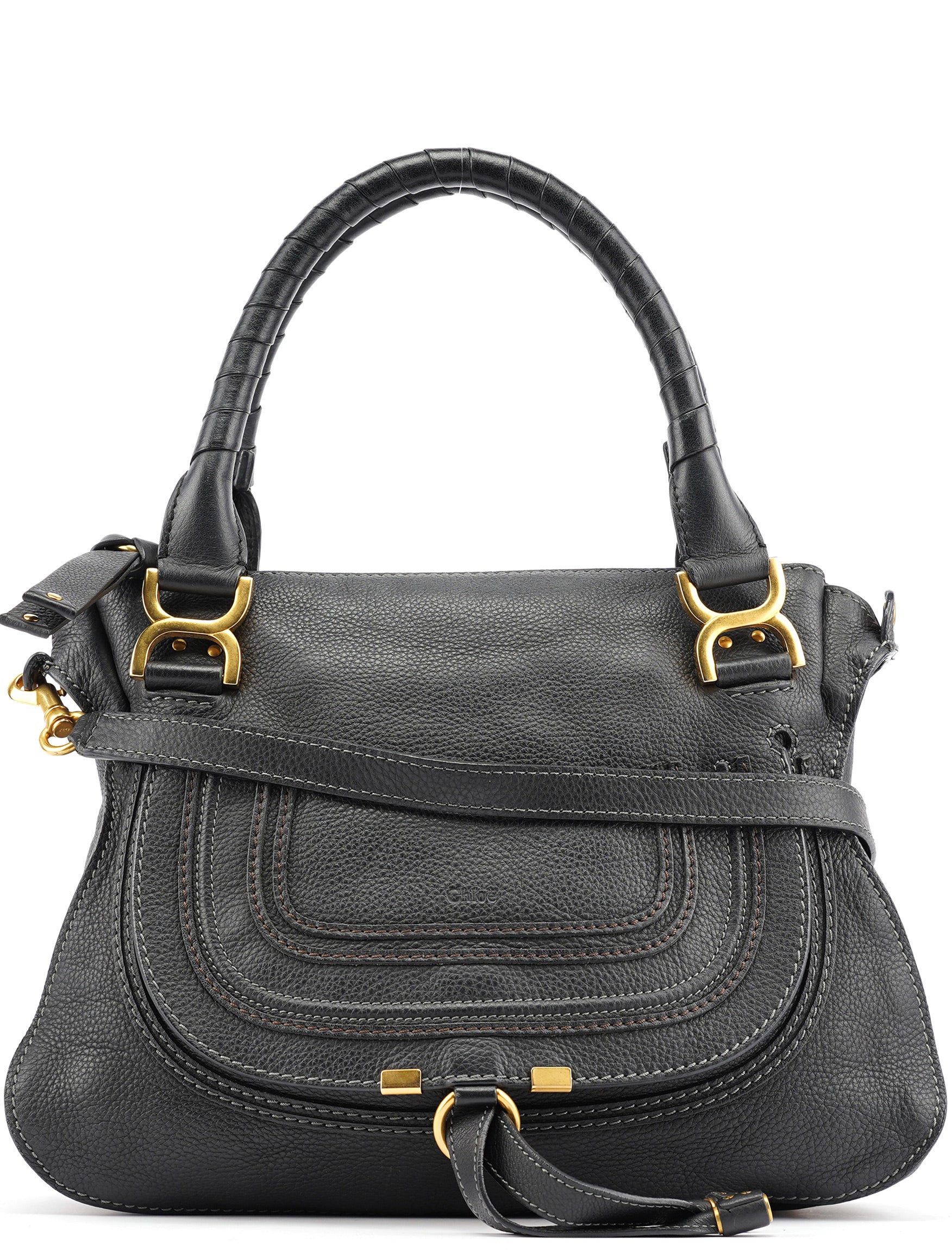 Black Leather Marcie 2-Way Bag