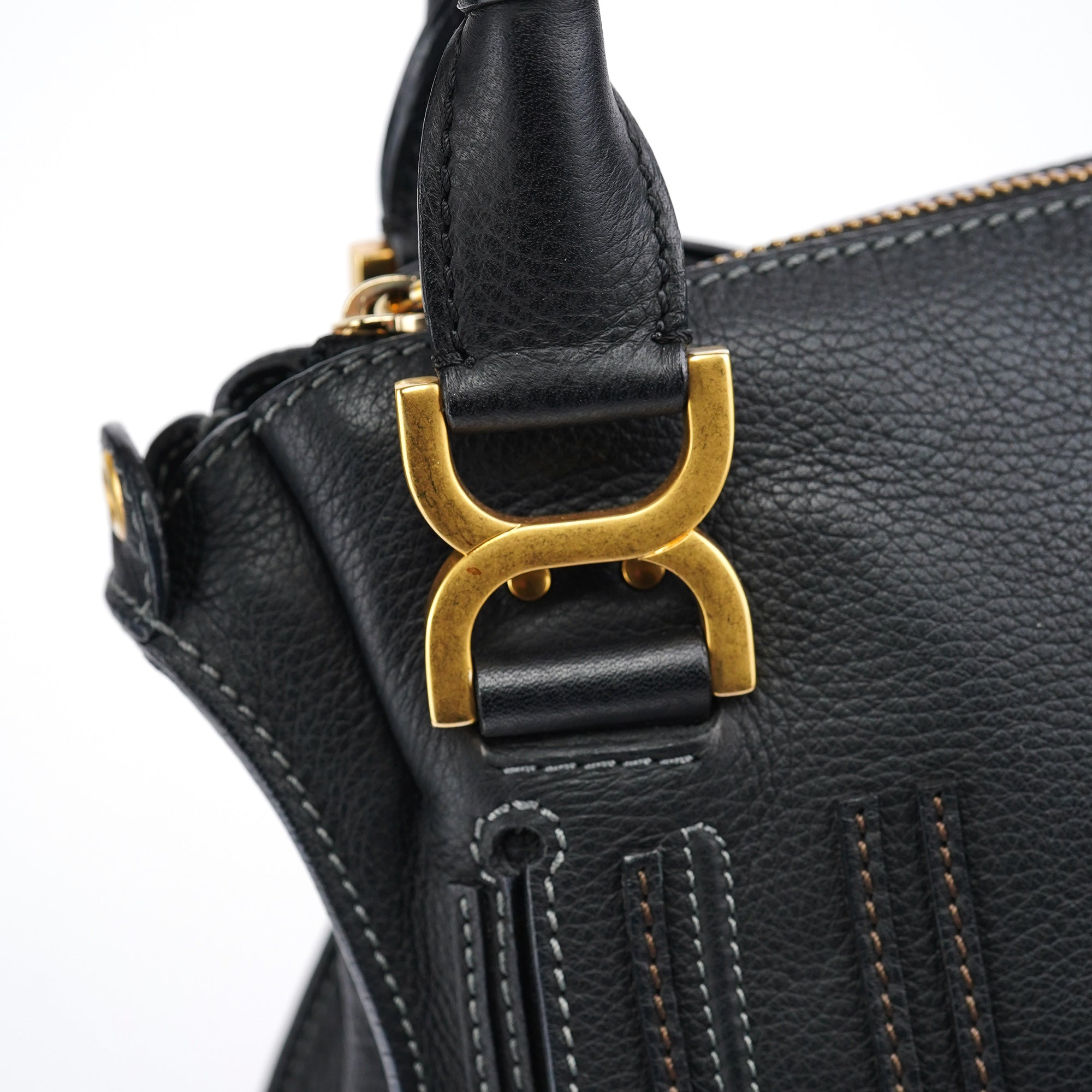 Black Leather Marcie 2-Way Bag