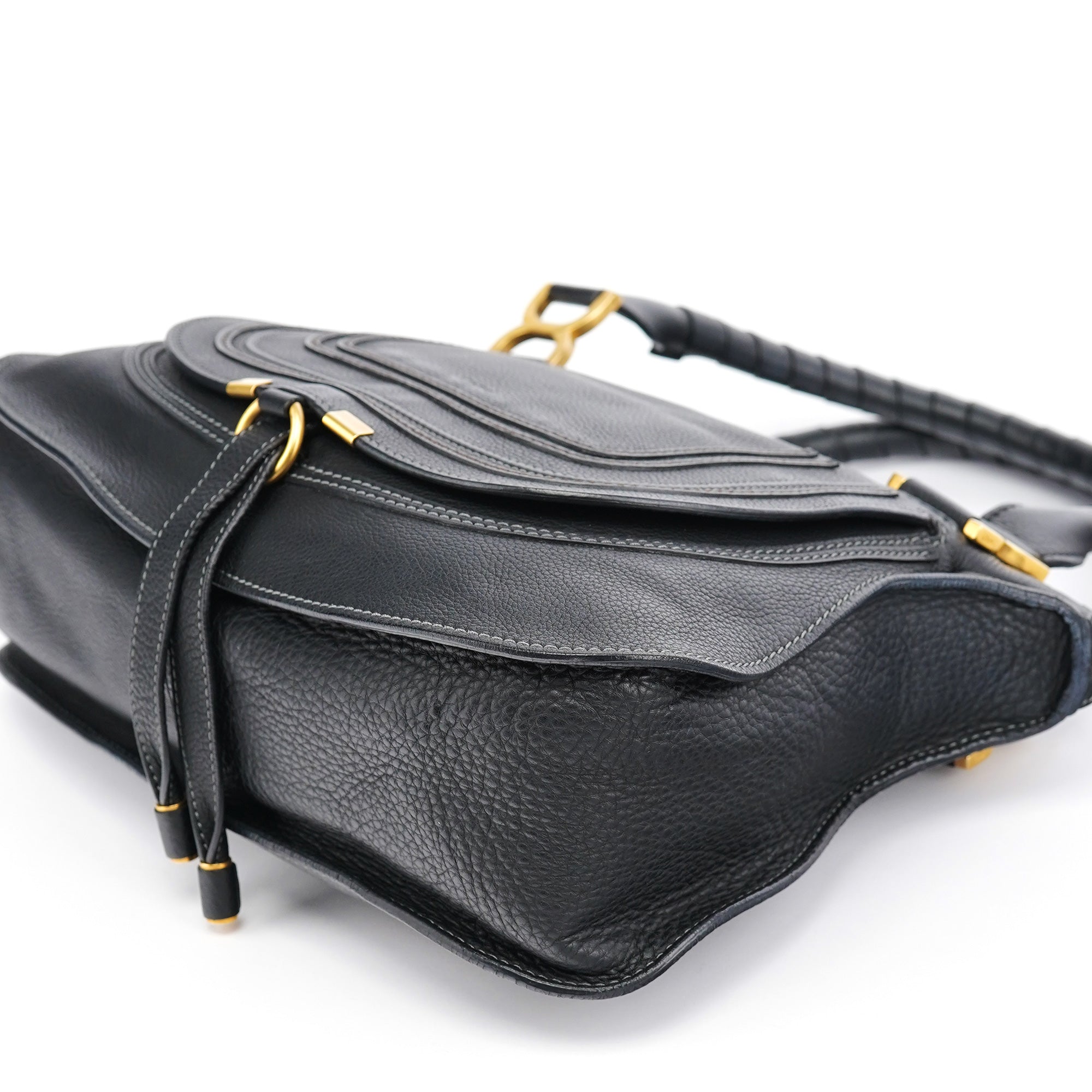 Black Leather Marcie 2-Way Bag
