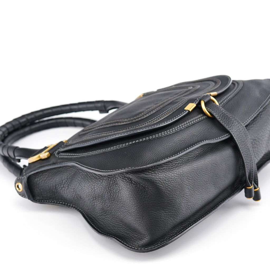 Black Leather Marcie 2-Way Bag