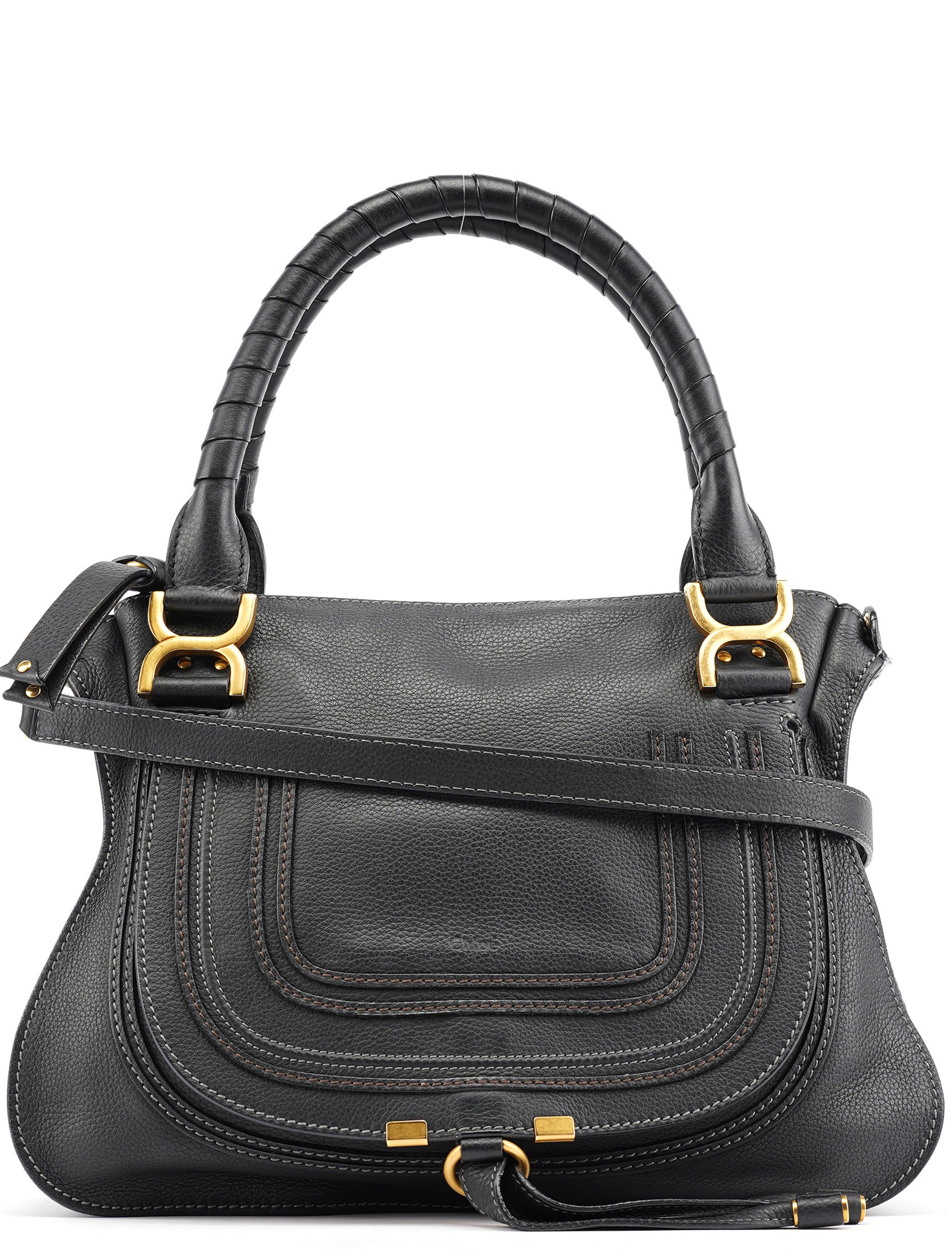 Black Leather Marcie 2-Way Bag