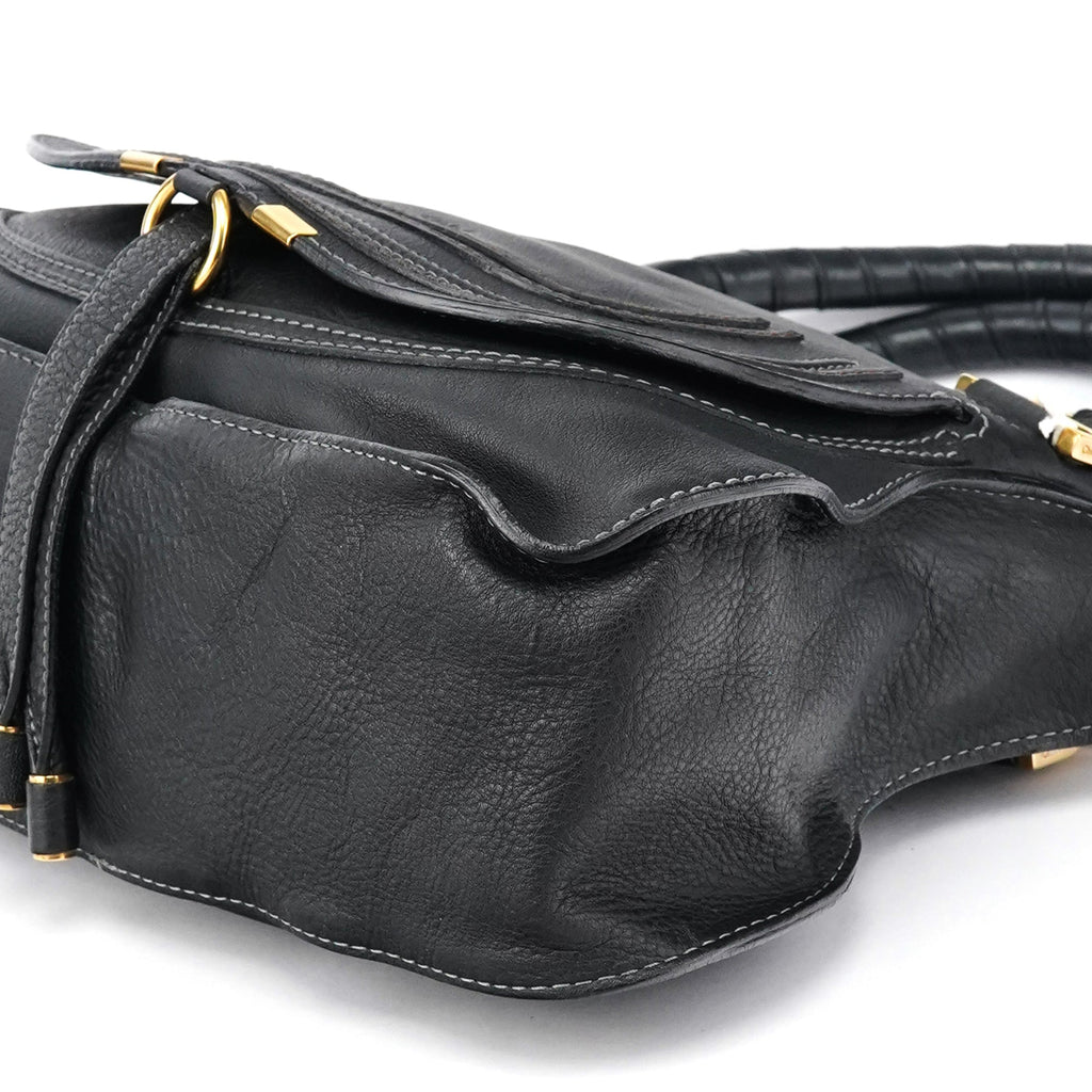Black Leather Marcie 2-Way Bag