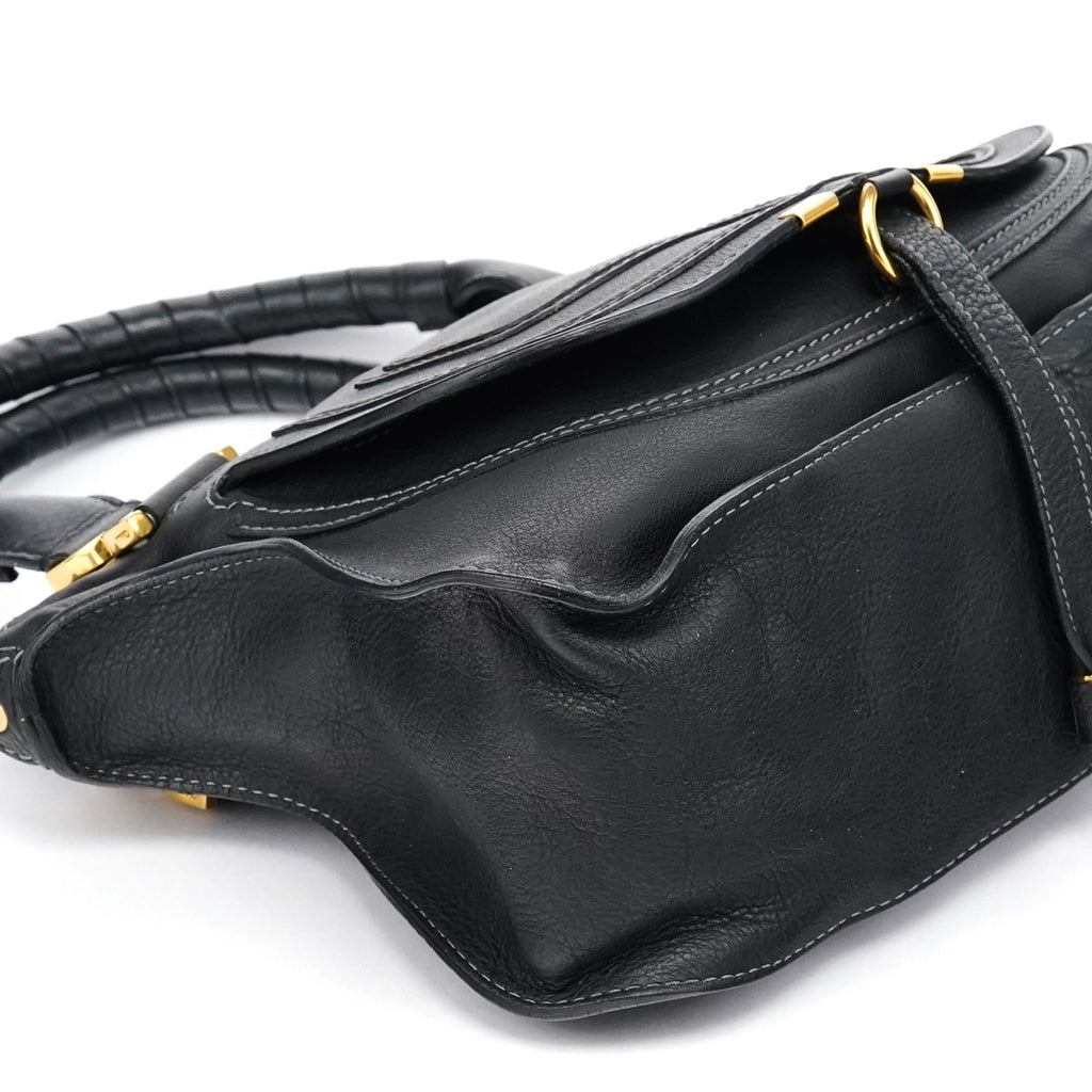 Black Leather Marcie 2-Way Bag