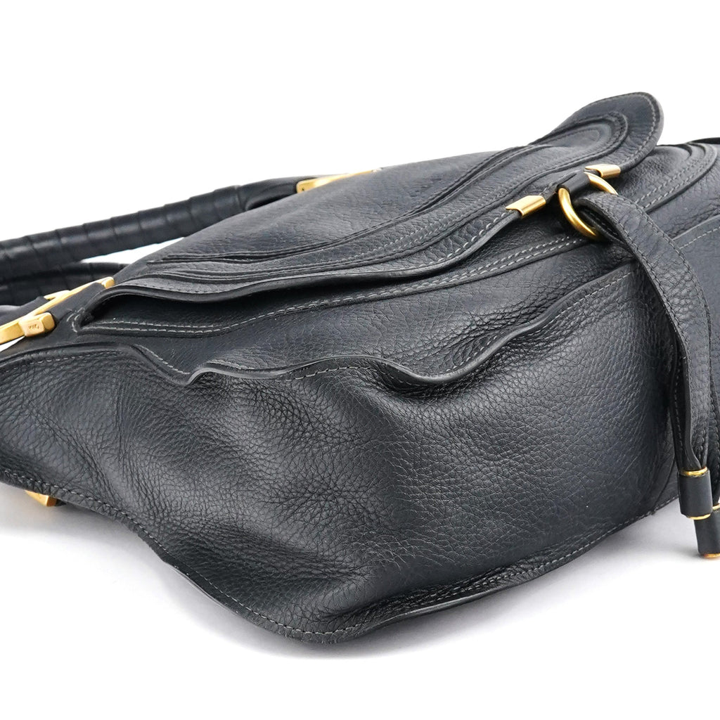 Black Leather Marcie 2-Way Bag