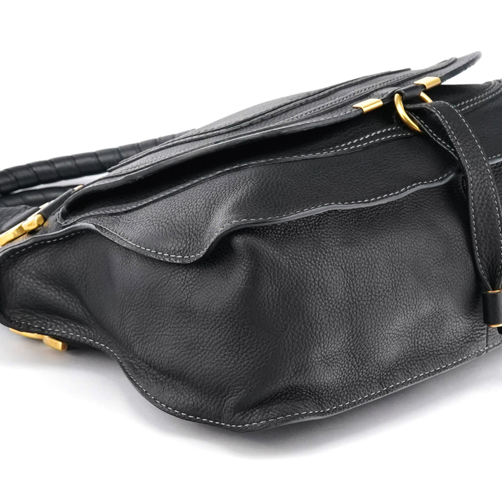 Black Leather Marcie 2-Way Bag