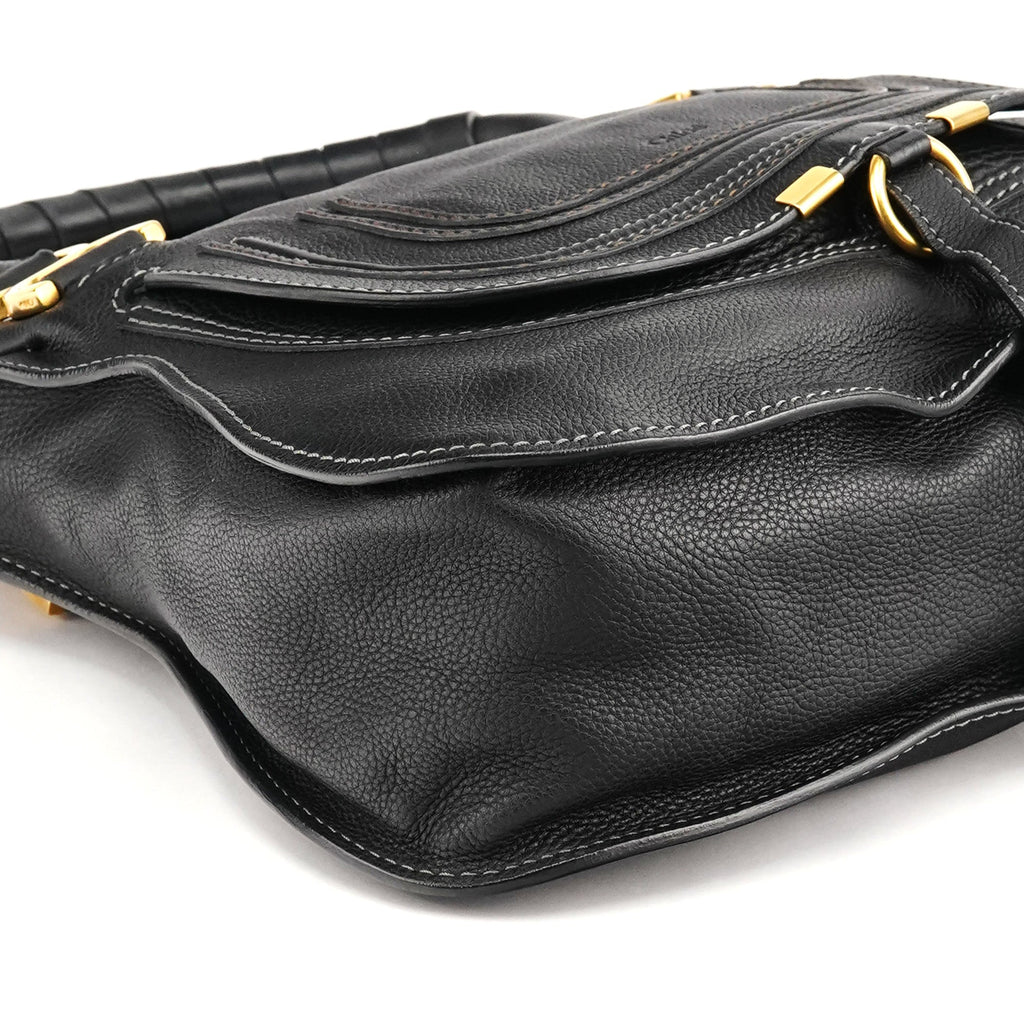 Black Leather Marcie 2-Way Bag