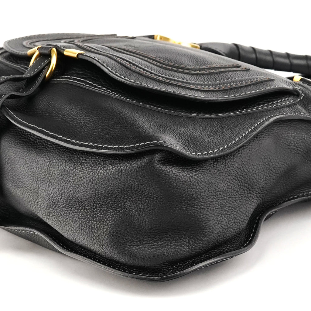 Black Leather Marcie 2-Way Bag