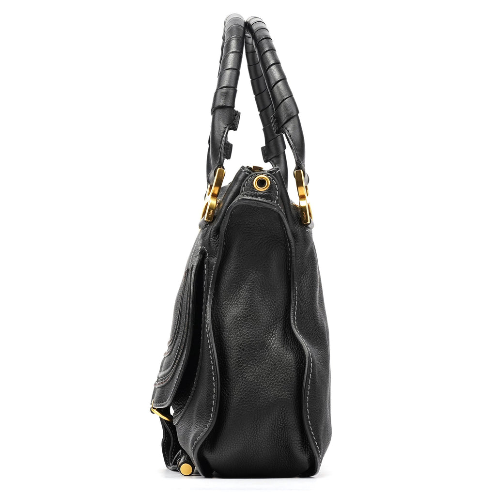 Black Leather Marcie 2-Way Bag