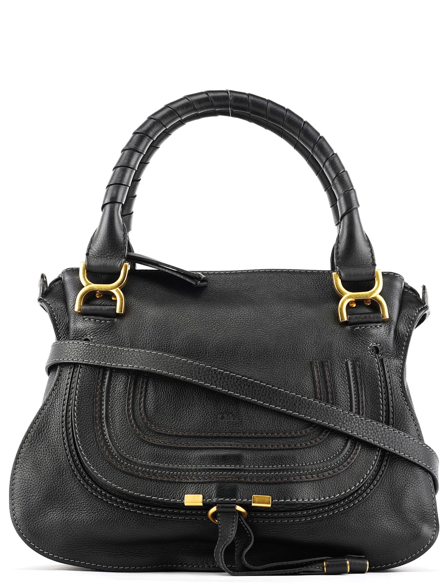 Black Leather Marcie 2-Way Bag