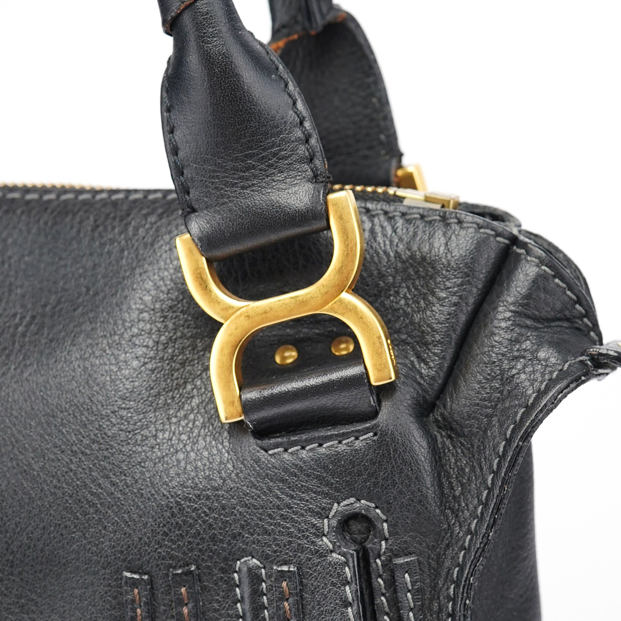 Black Leather Marcie 2-Way Shoulder Bag