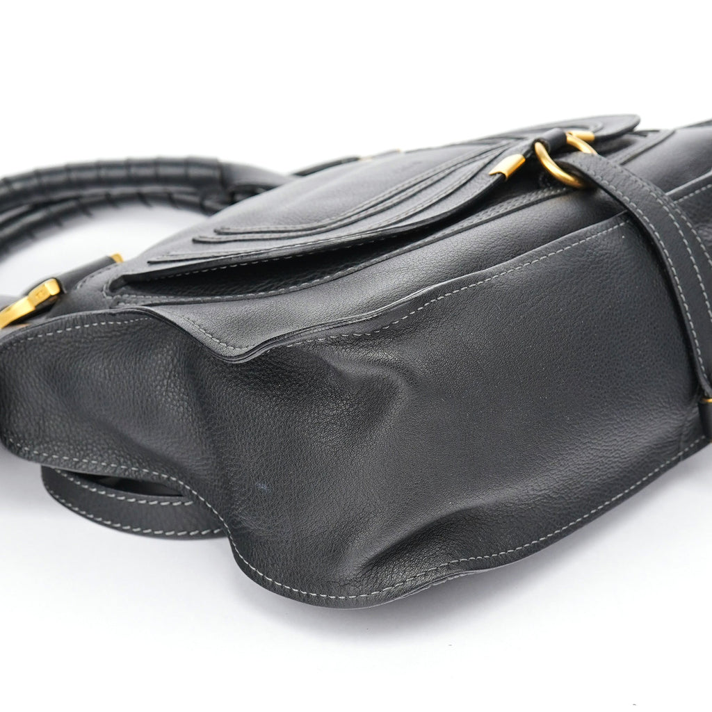 Black Leather Marcie 2-Way Shoulder Bag
