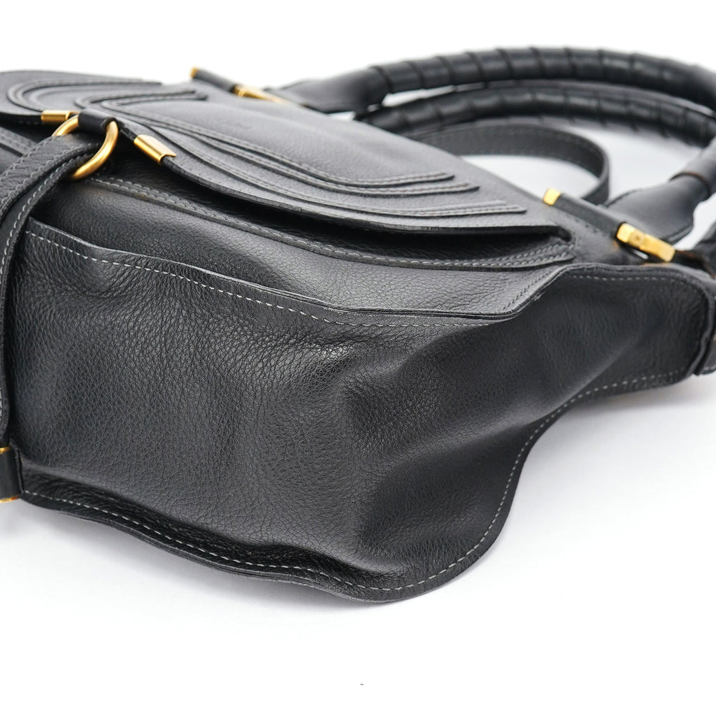 Black Leather Marcie 2-Way Shoulder Bag