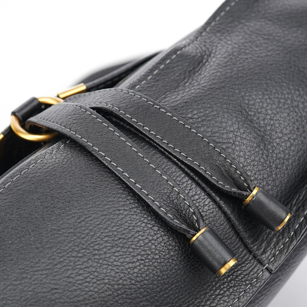 Black Leather Marcie 2-Way Shoulder Bag