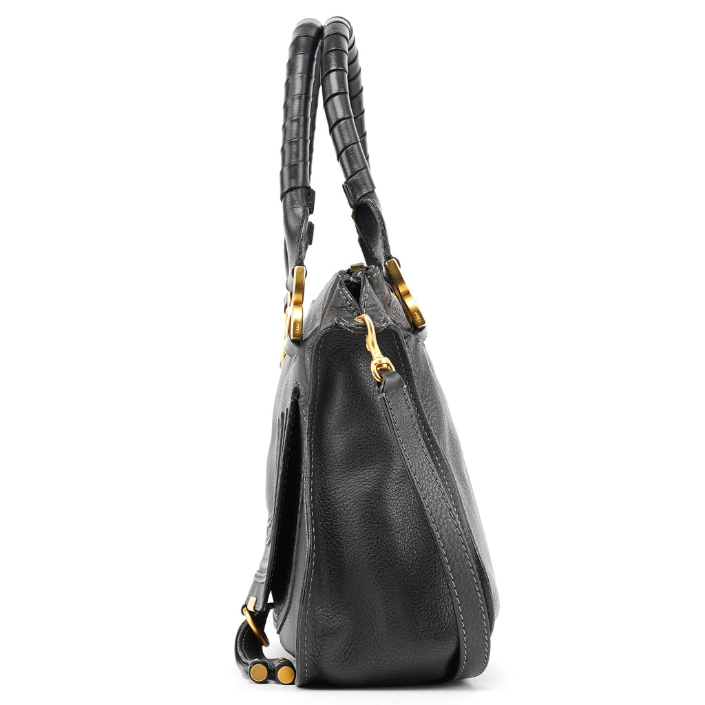Black Leather Marcie 2-Way Shoulder Bag