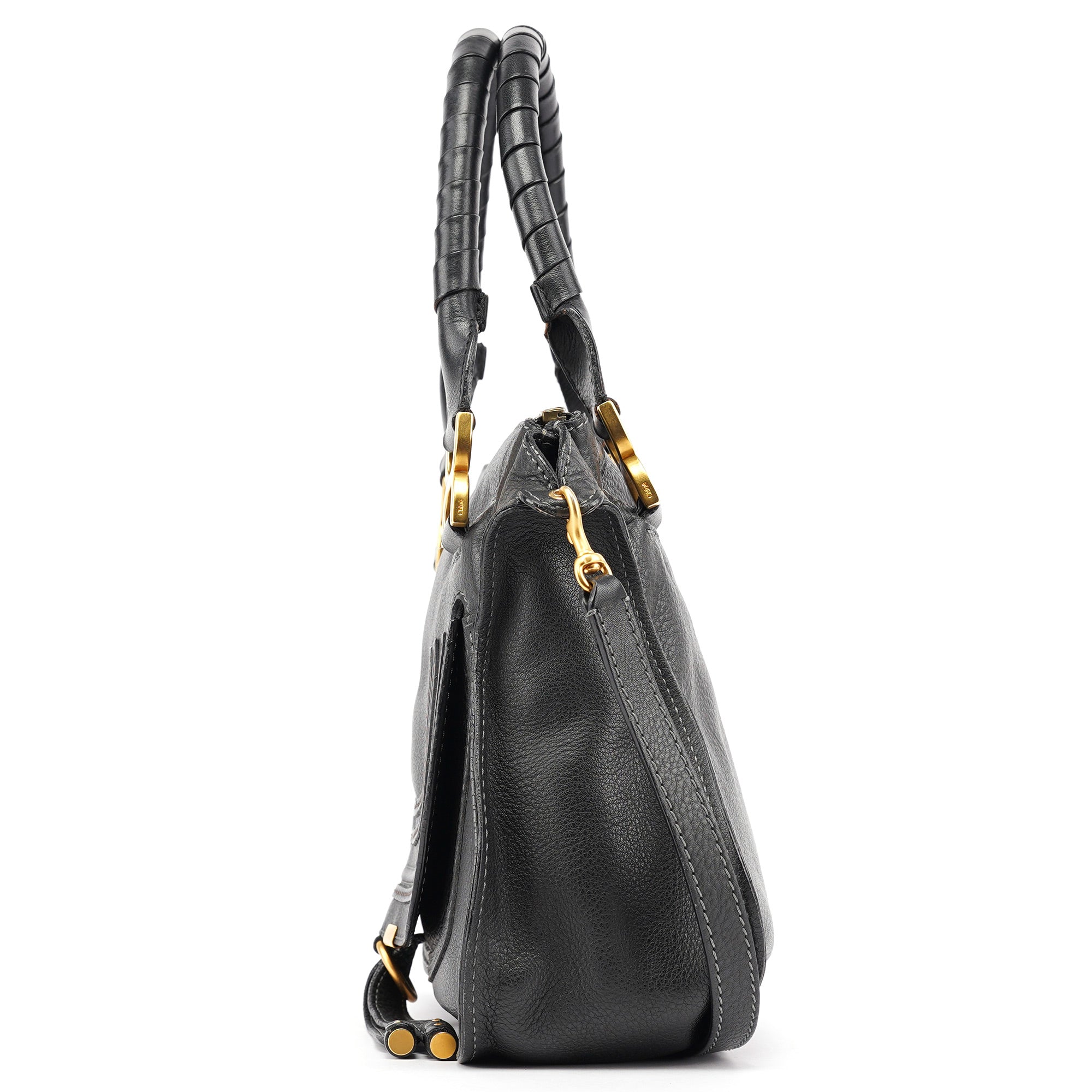 Black Leather Marcie 2-Way Shoulder Bag
