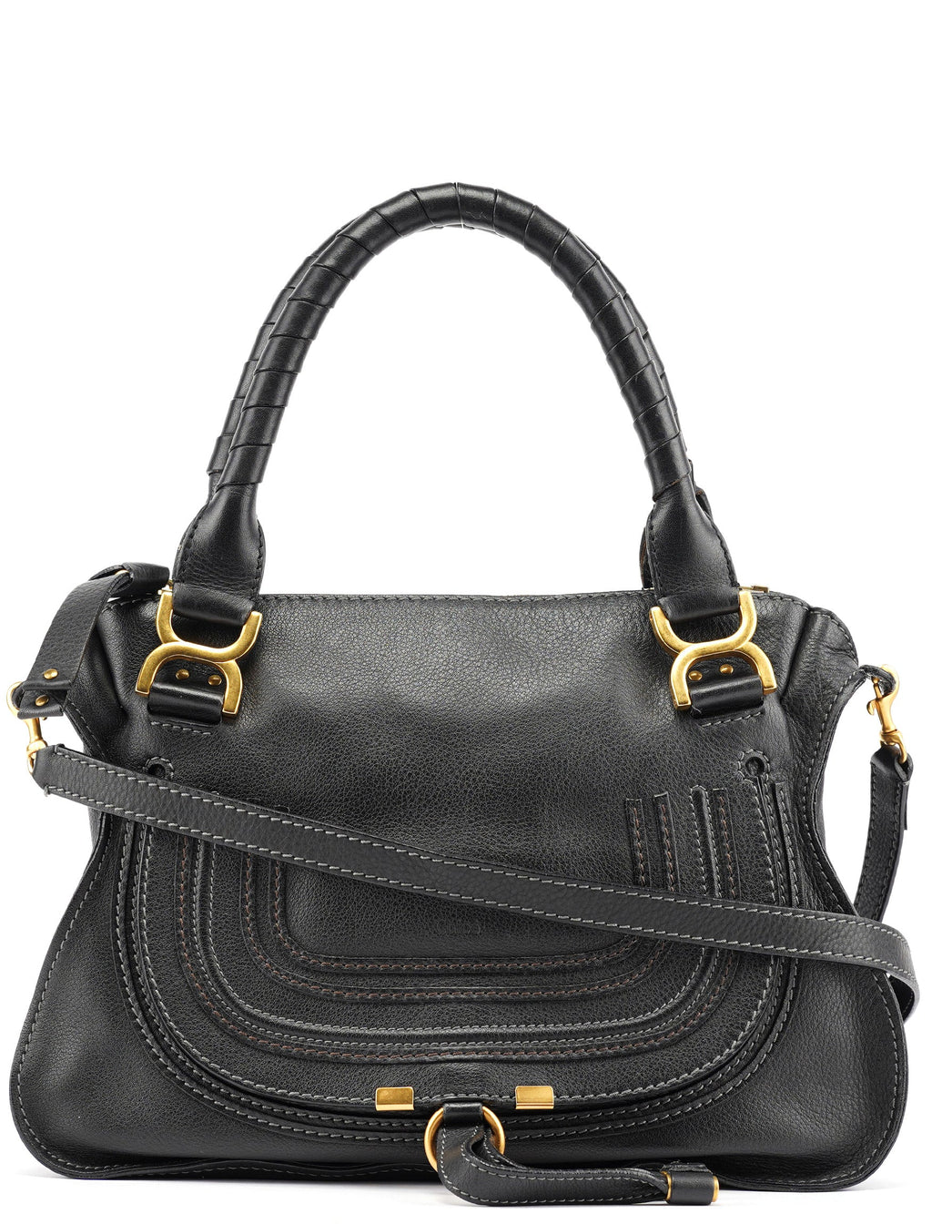 Black Leather Marcie 2-Way Shoulder Bag