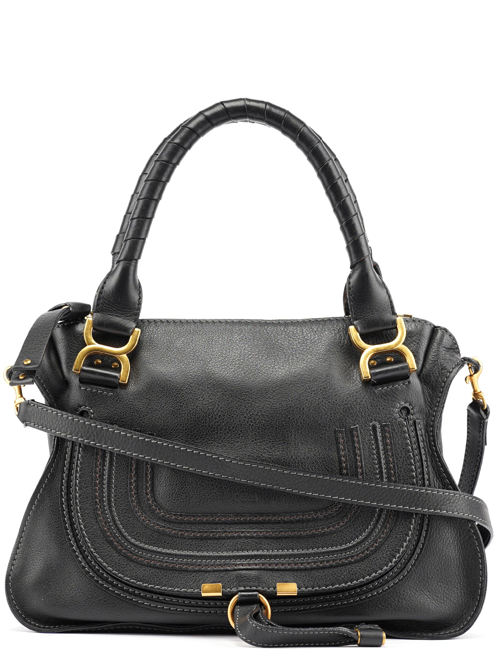 Black Leather Marcie 2-Way Shoulder Bag