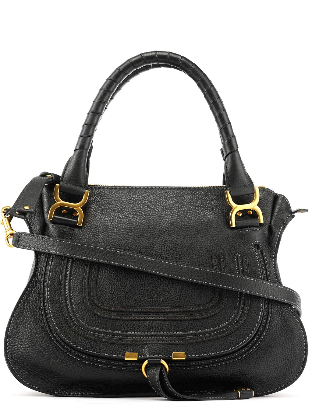 Black Leather Marcie 2-Way Shoulder Bag