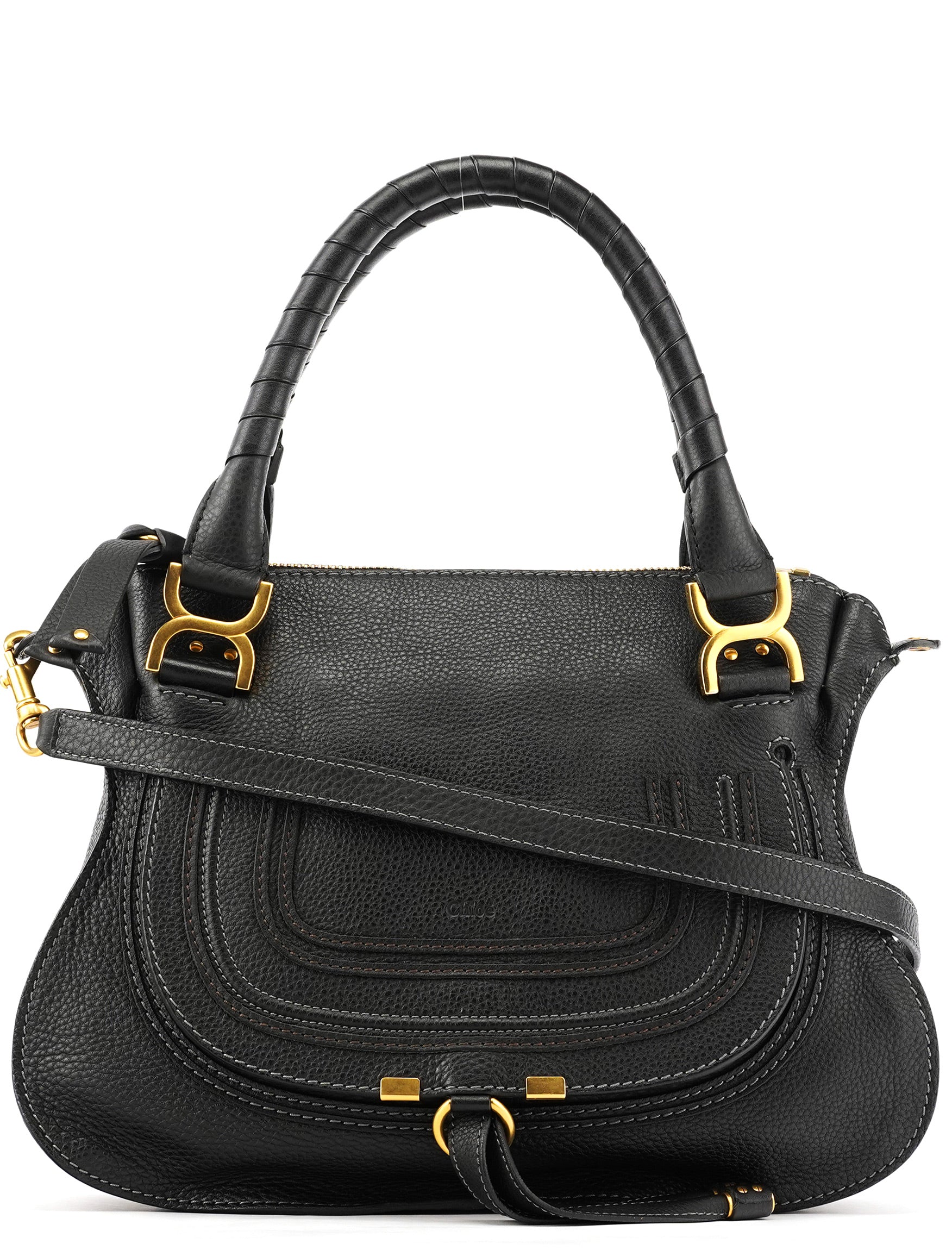 Black Leather Marcie 2-Way Shoulder Bag