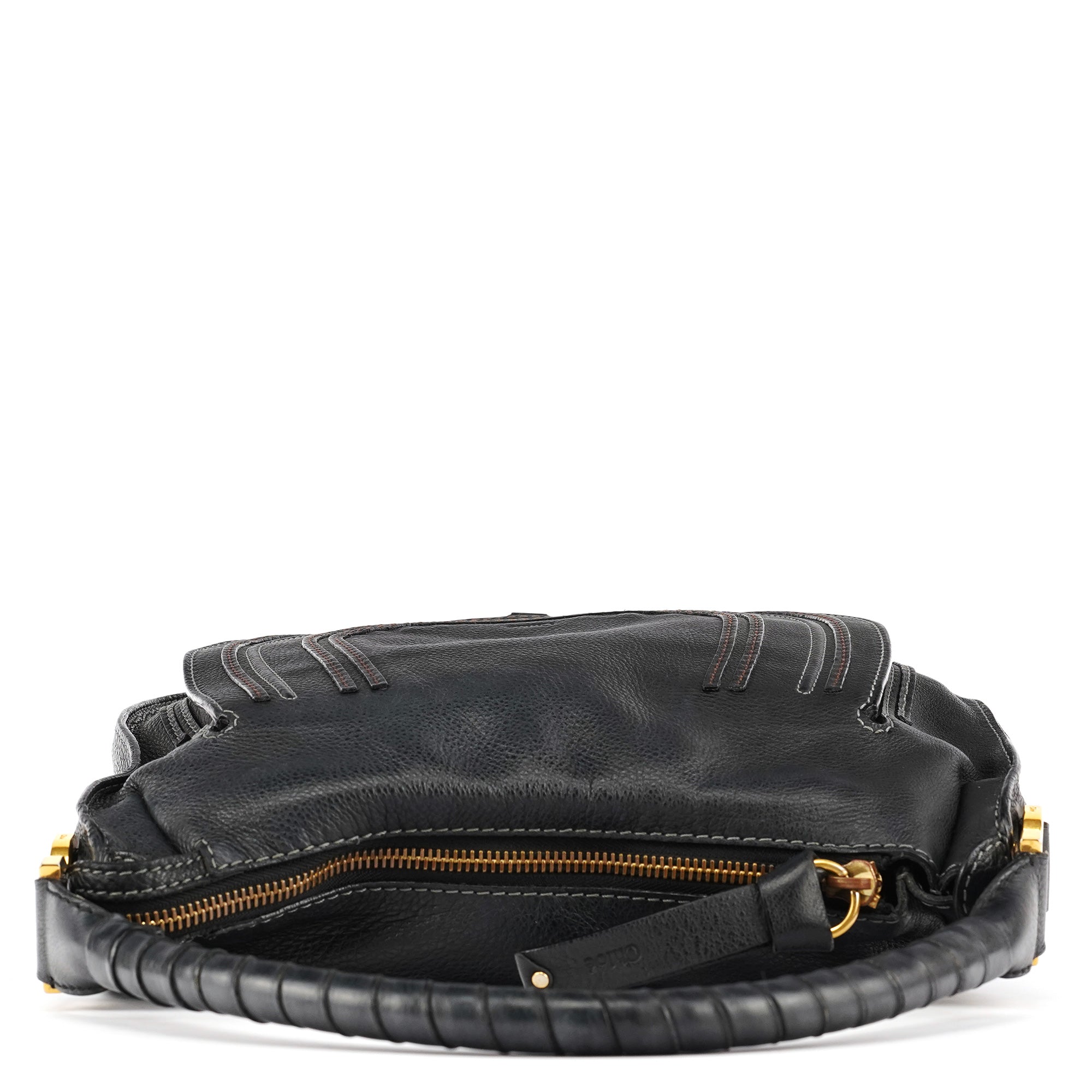 Black Leather Marcie Hobo Shoulder Bag