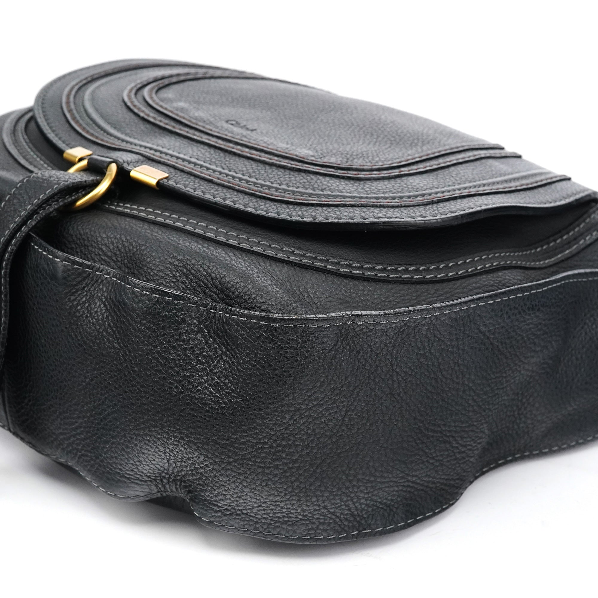 Black Leather Marcie Hobo Shoulder Bag