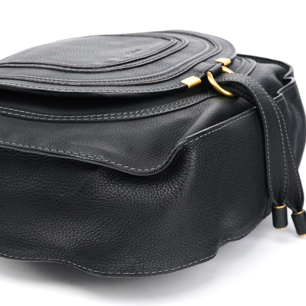 Black Leather Marcie Hobo Shoulder Bag