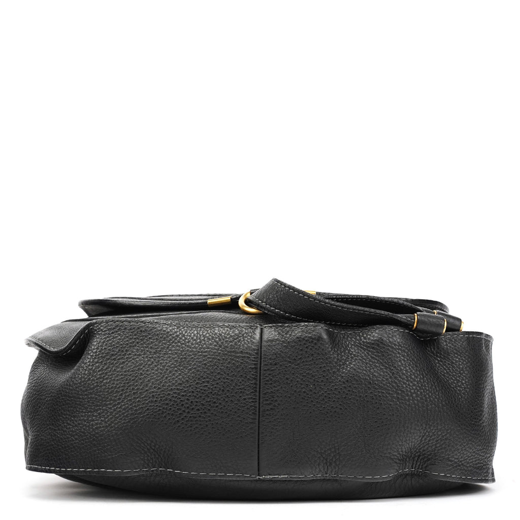 Black Leather Marcie Hobo Shoulder Bag