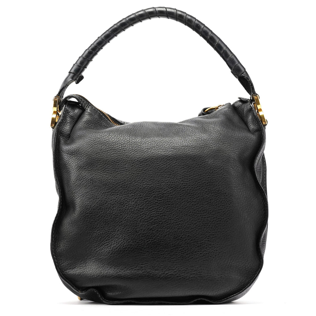 Black Leather Marcie Hobo Shoulder Bag