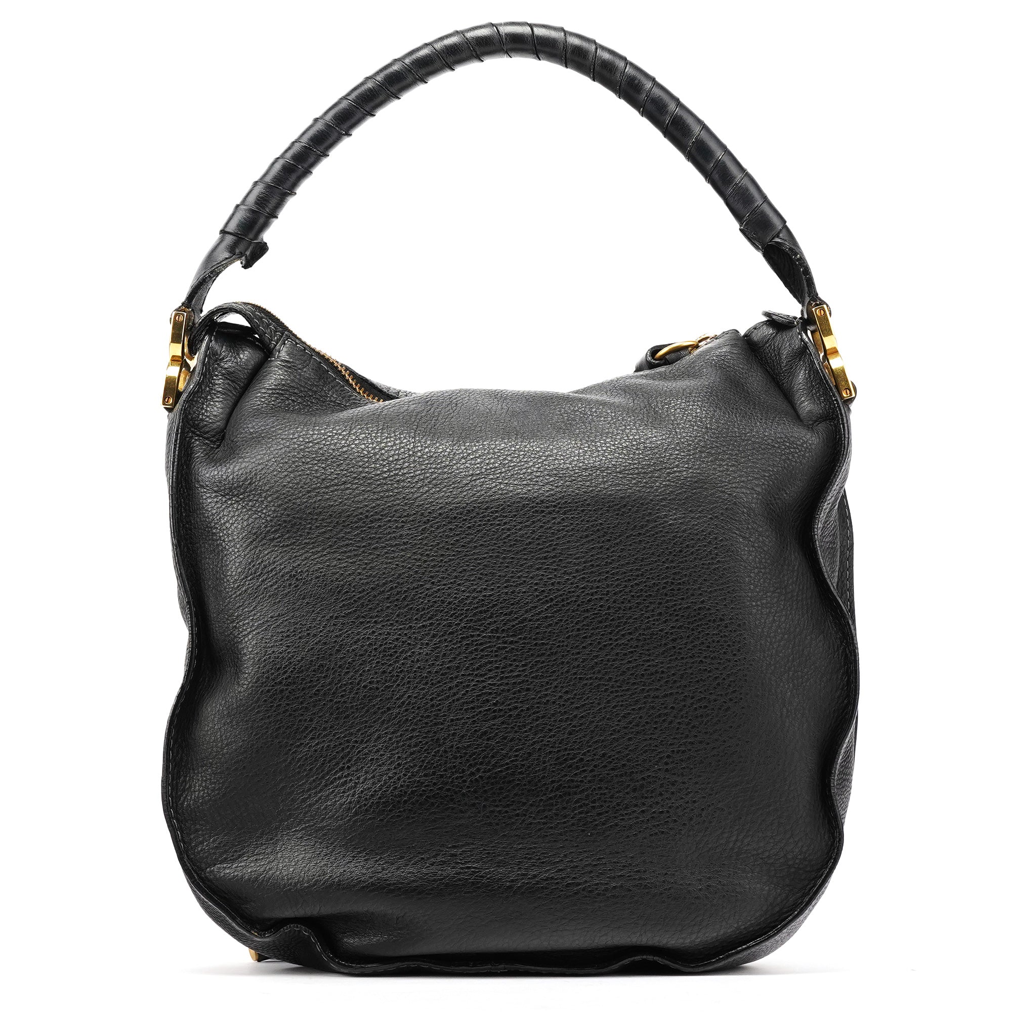 Black Leather Marcie Hobo Shoulder Bag