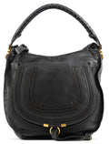 Black Leather Marcie Hobo Shoulder Bag