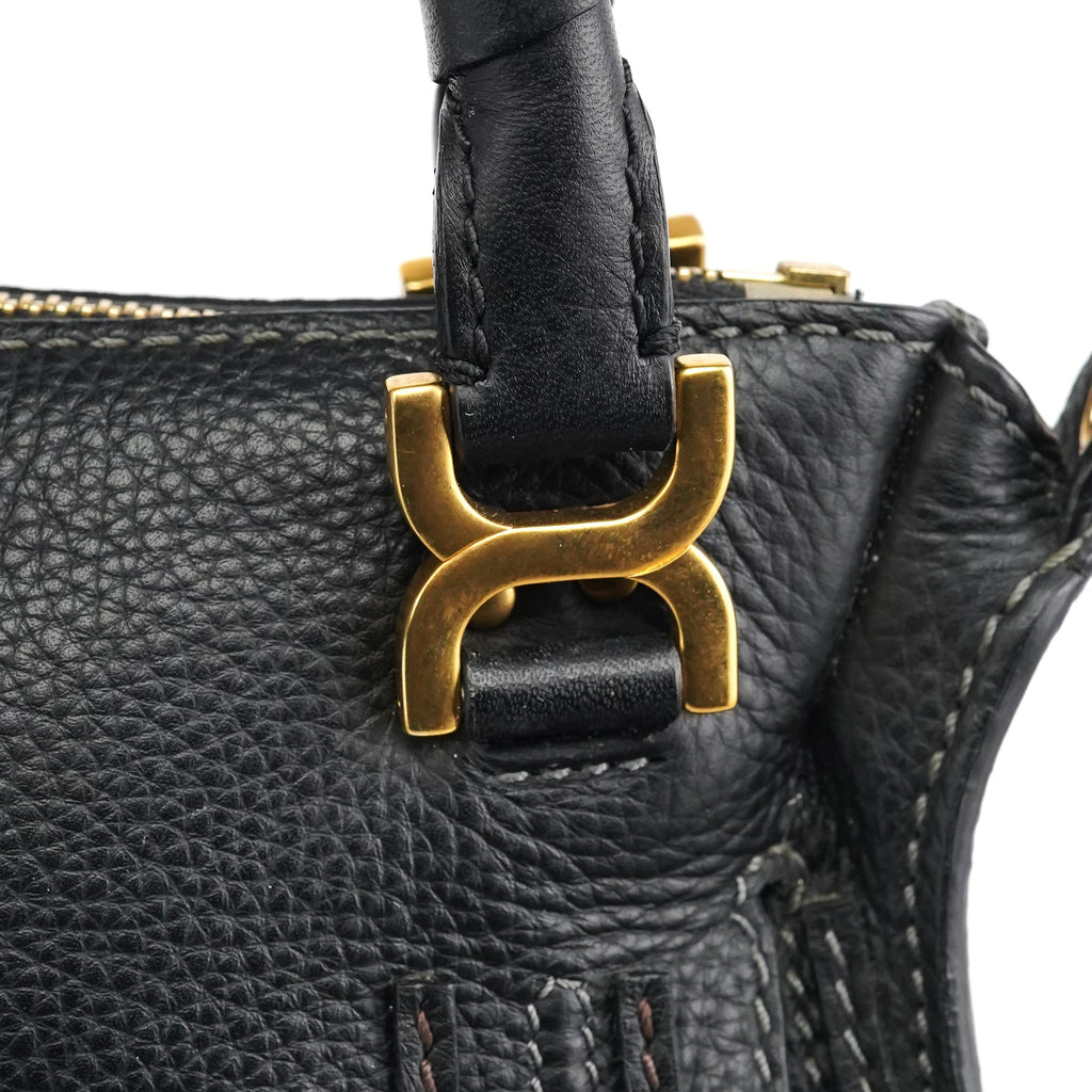Black Leather Marcie Mini 2-Way Bag