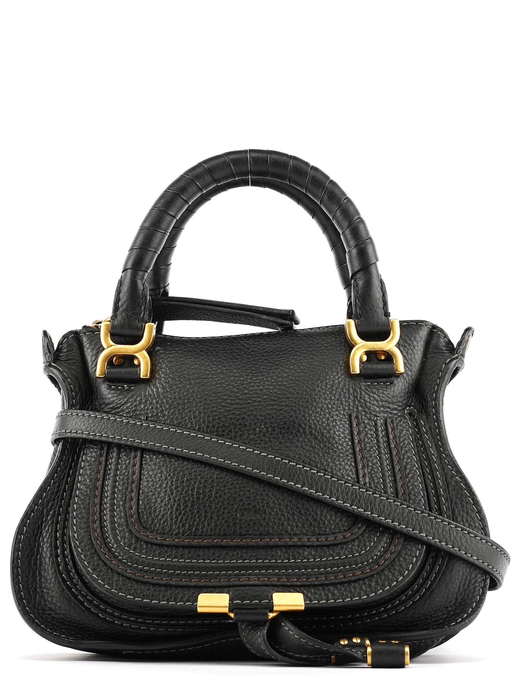 Black Leather Marcie Mini 2-Way Bag