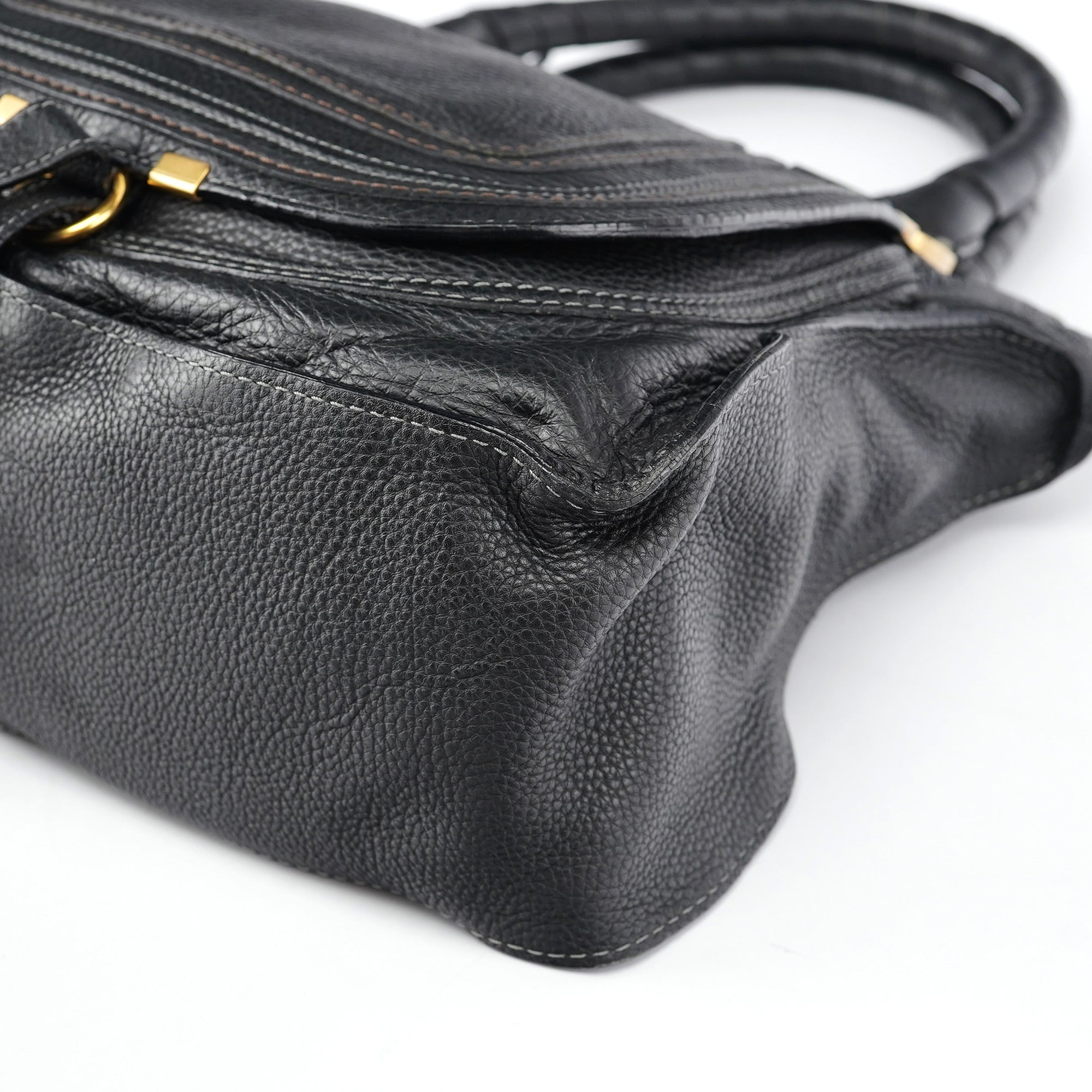 Black Leather Marcie Shoulder Bag