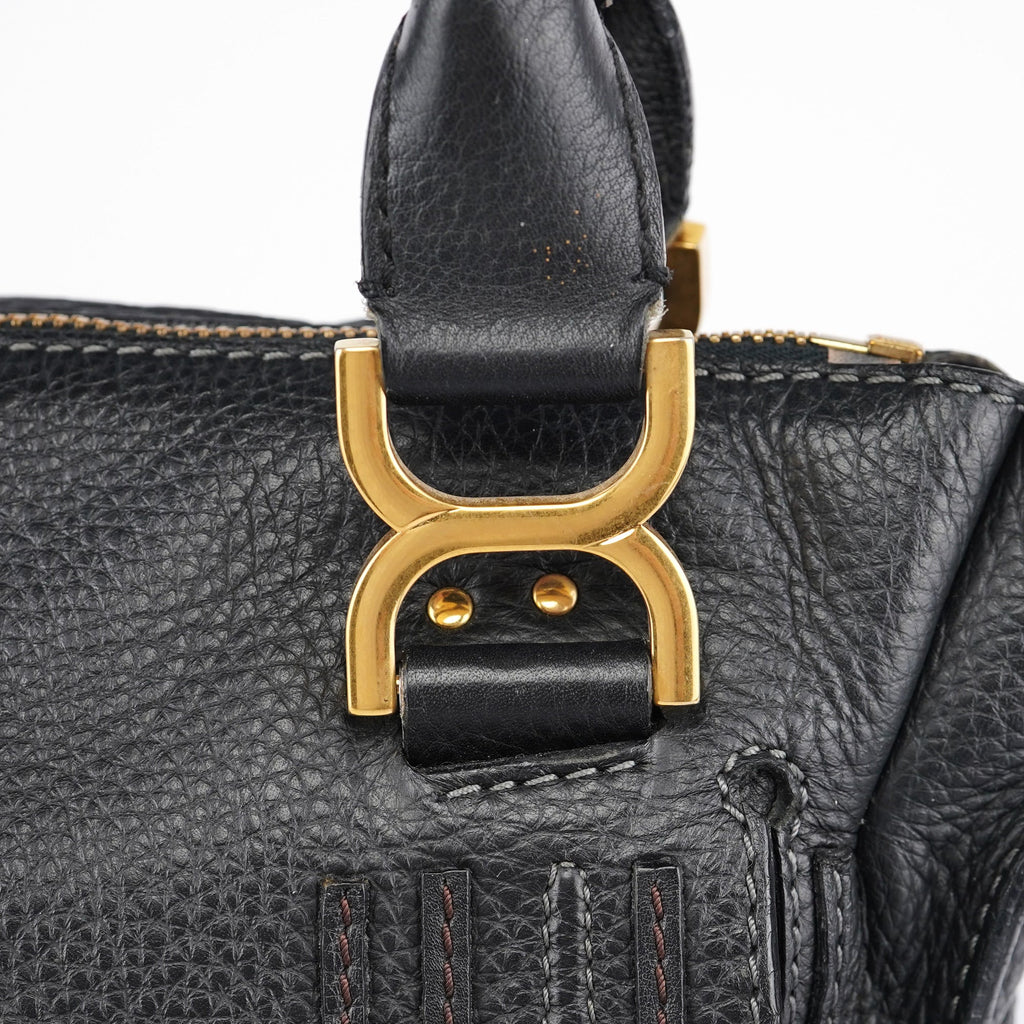 Black Leather Marcie Shoulder Bag