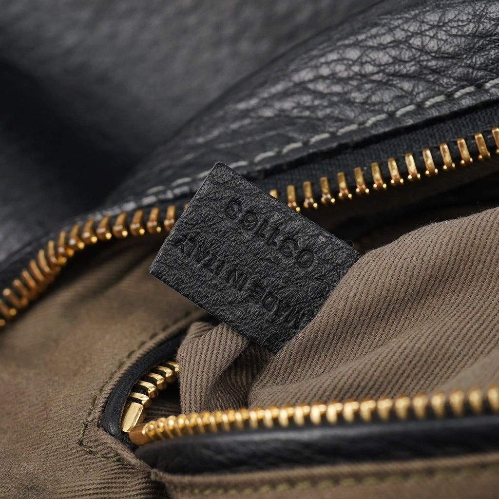 Black Leather Marcie Shoulder Bag