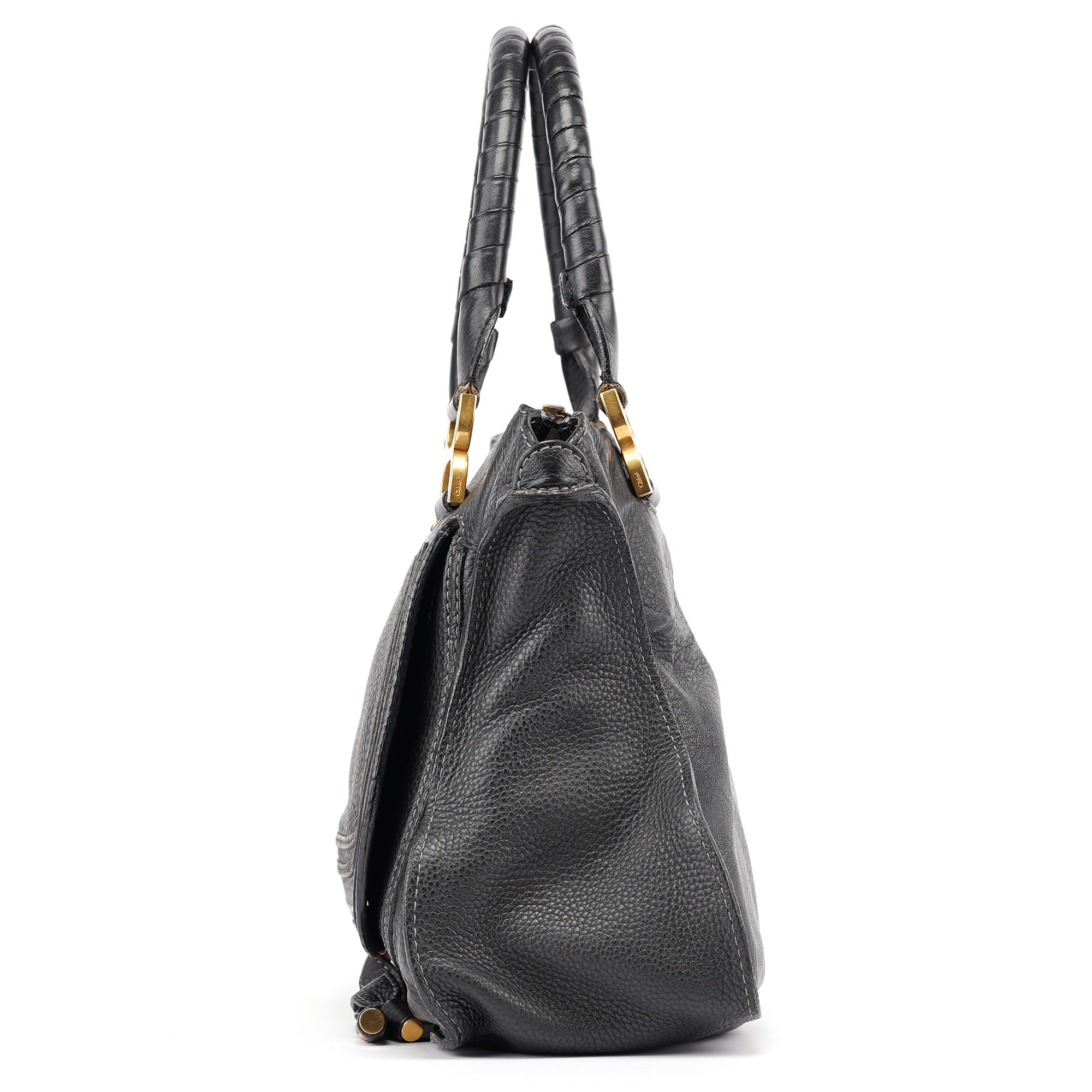 Black Leather Marcie Shoulder Bag