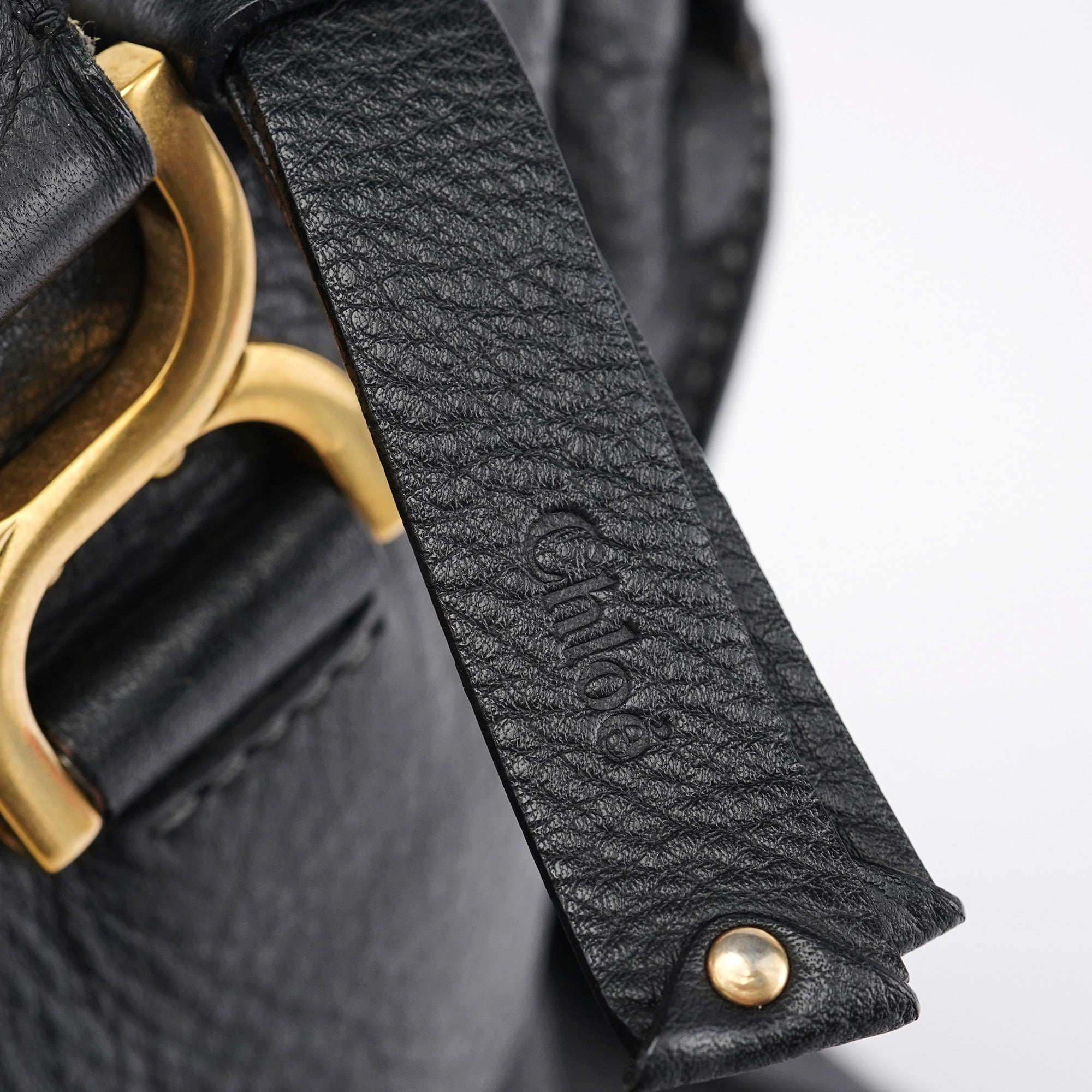 Black Leather Marcie Shoulder Bag