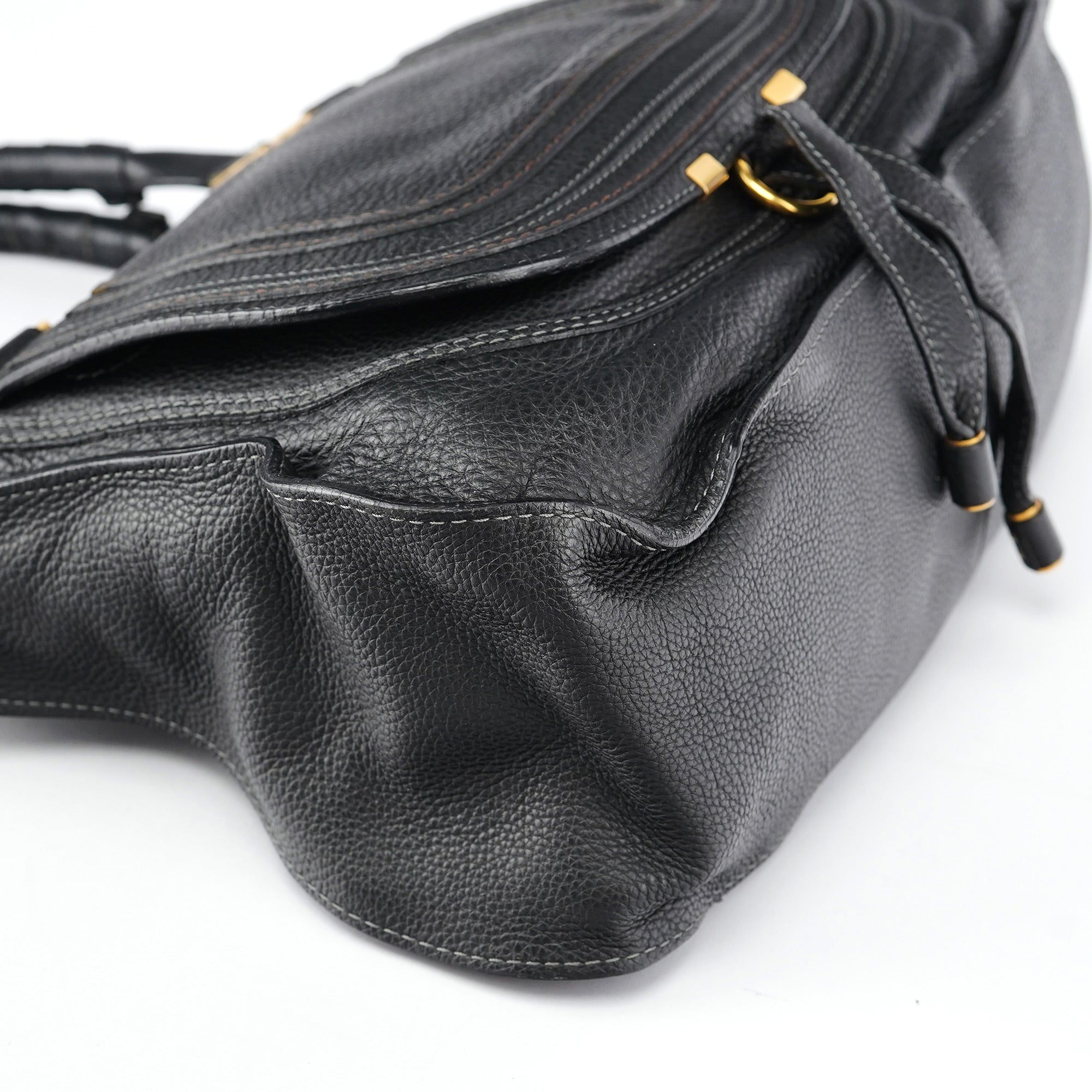 Black Leather Marcie Shoulder Bag