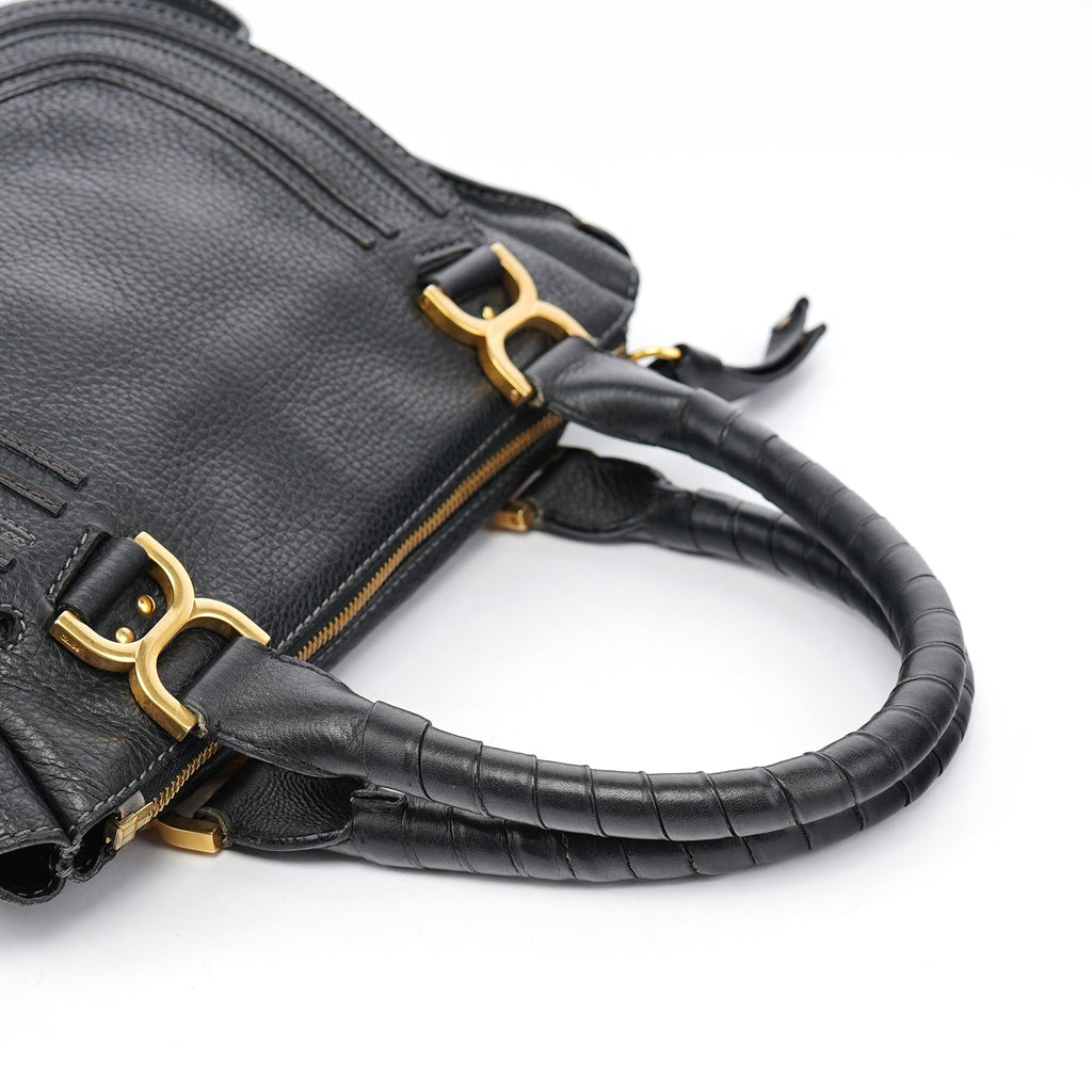Black Leather Marcie Shoulder Bag