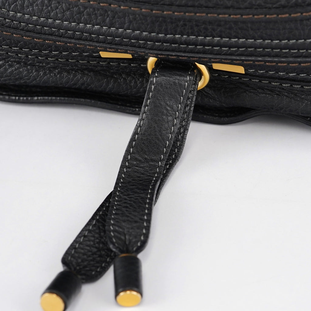 Black Leather Marcie Shoulder Bag