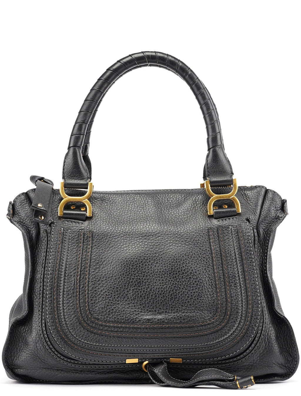 Black Leather Marcie Shoulder Bag
