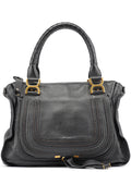 Black Leather Marcie Shoulder Bag