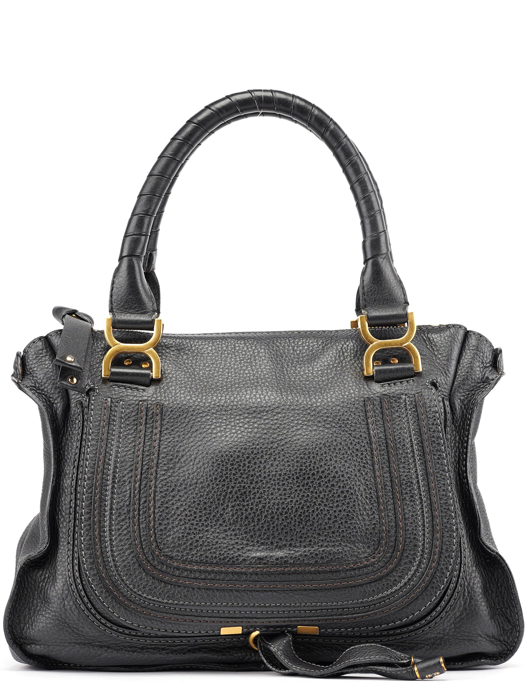 Black Leather Marcie Shoulder Bag
