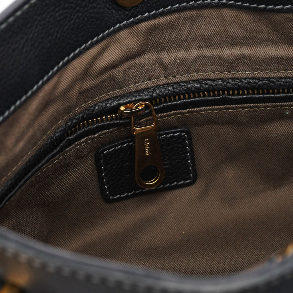 Black Leather Marcie Shoulder Bag