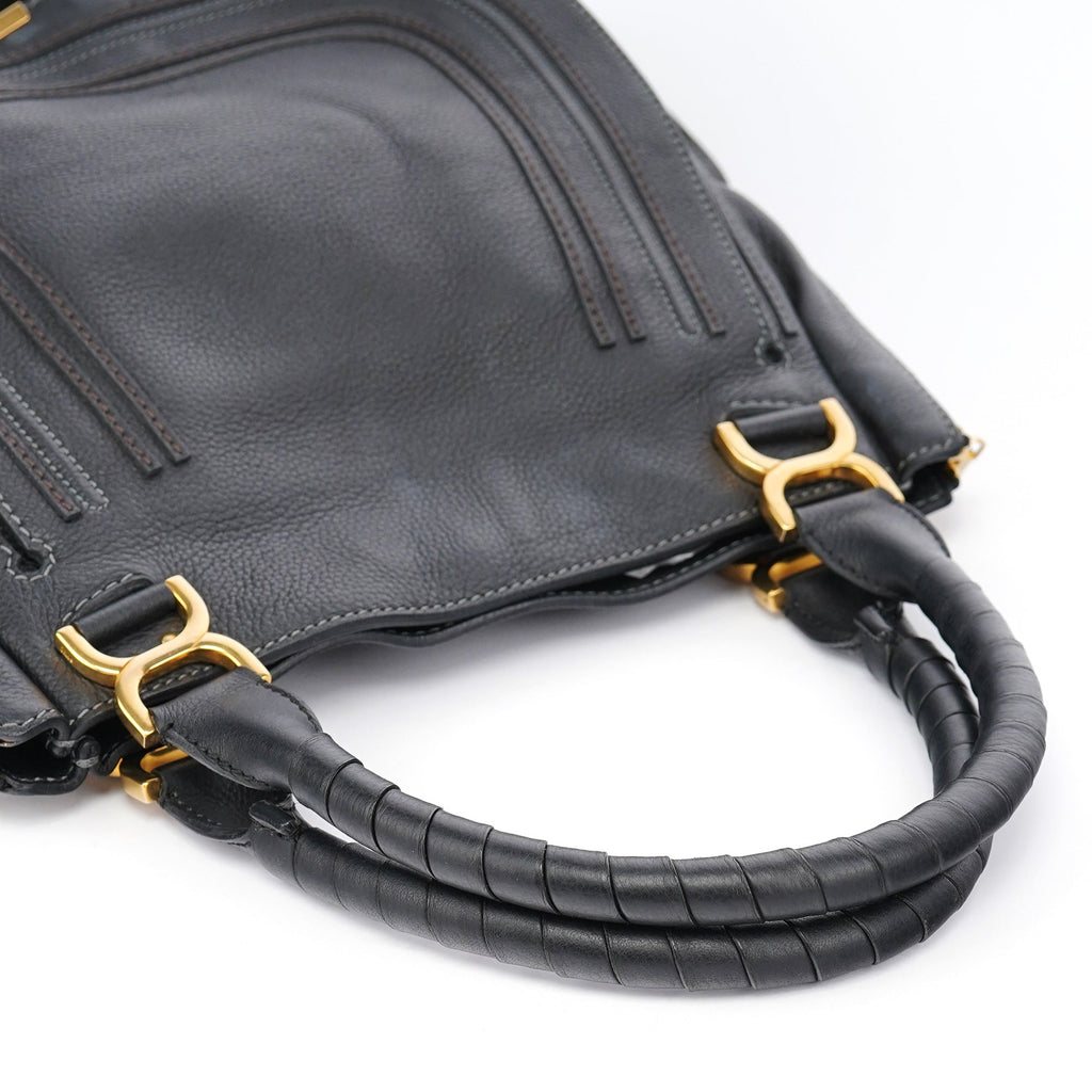 Black Leather Marcie Shoulder Bag