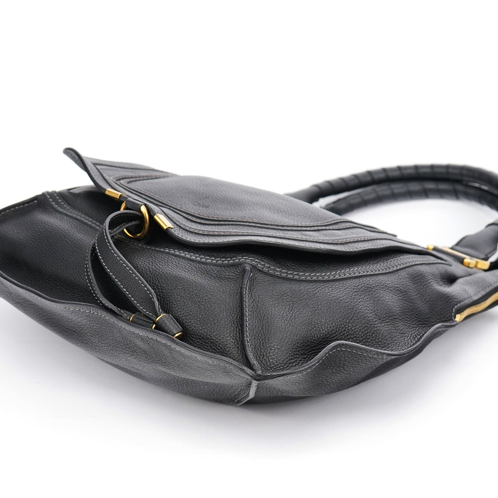 Black Leather Marcie Shoulder Bag