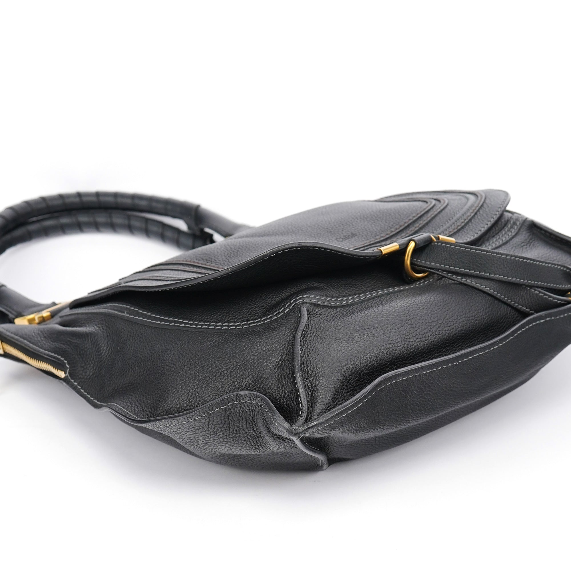 Black Leather Marcie Shoulder Bag