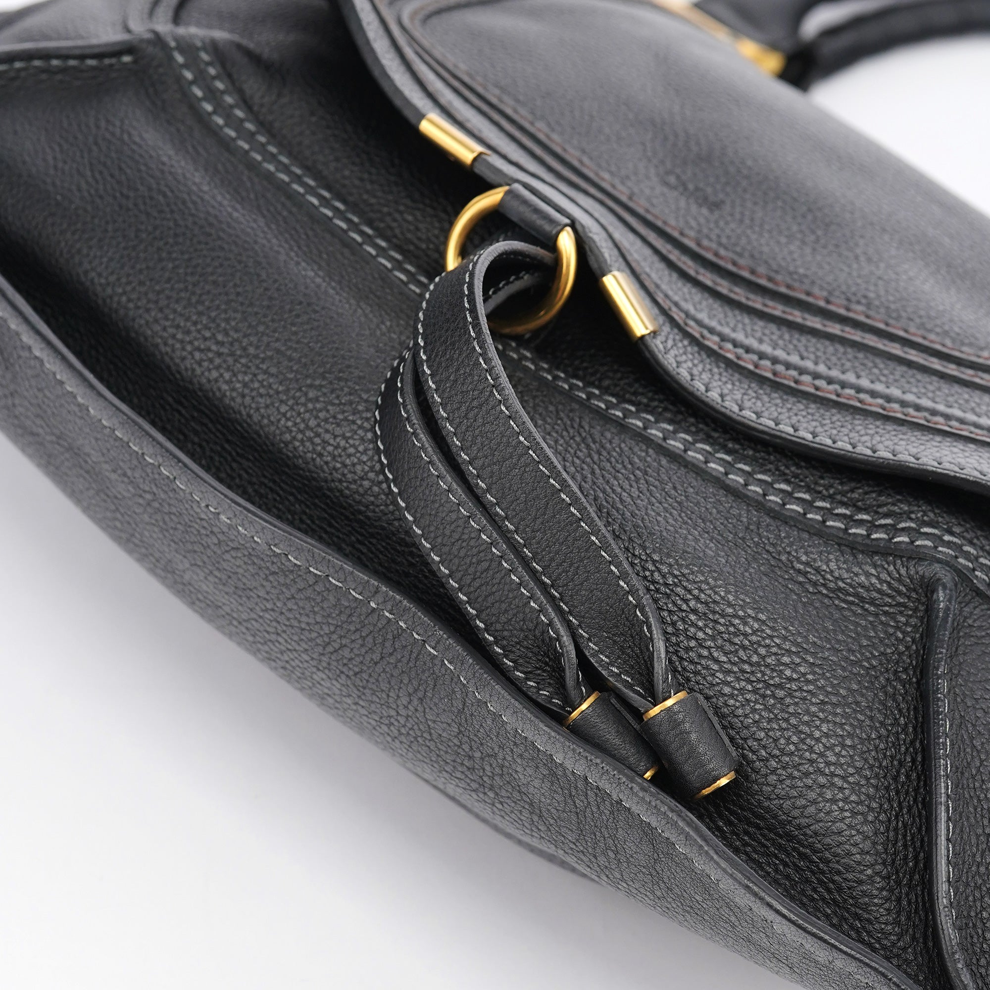 Black Leather Marcie Shoulder Bag
